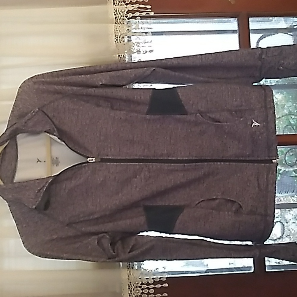 Womens old navy jacket zip up  sweater size medium gray pockets long sleeve